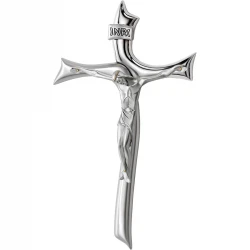Krzyż metalowy galwanizowany - srebrzony 36 cm